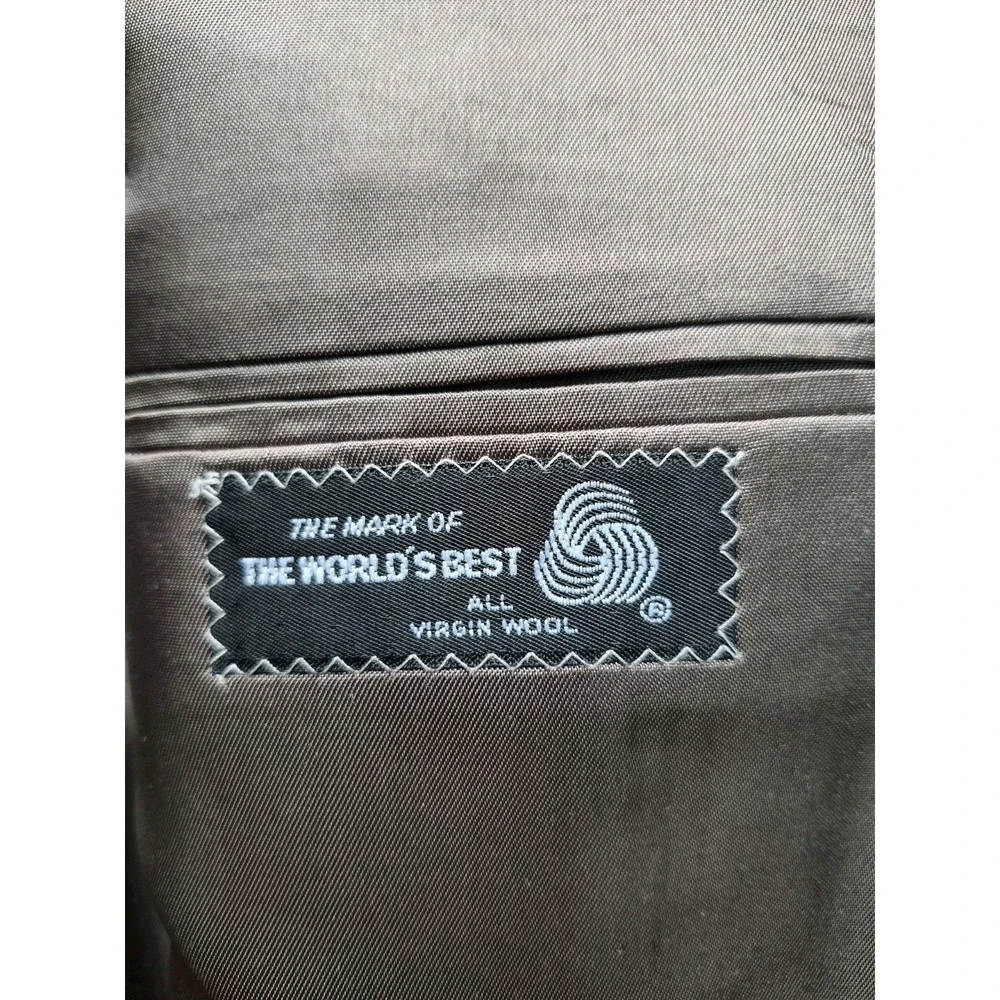 Bigsby & Kruthers Mens Vtg Wool Sports Coat 47R Dark Olive Green Pinstripe USA
